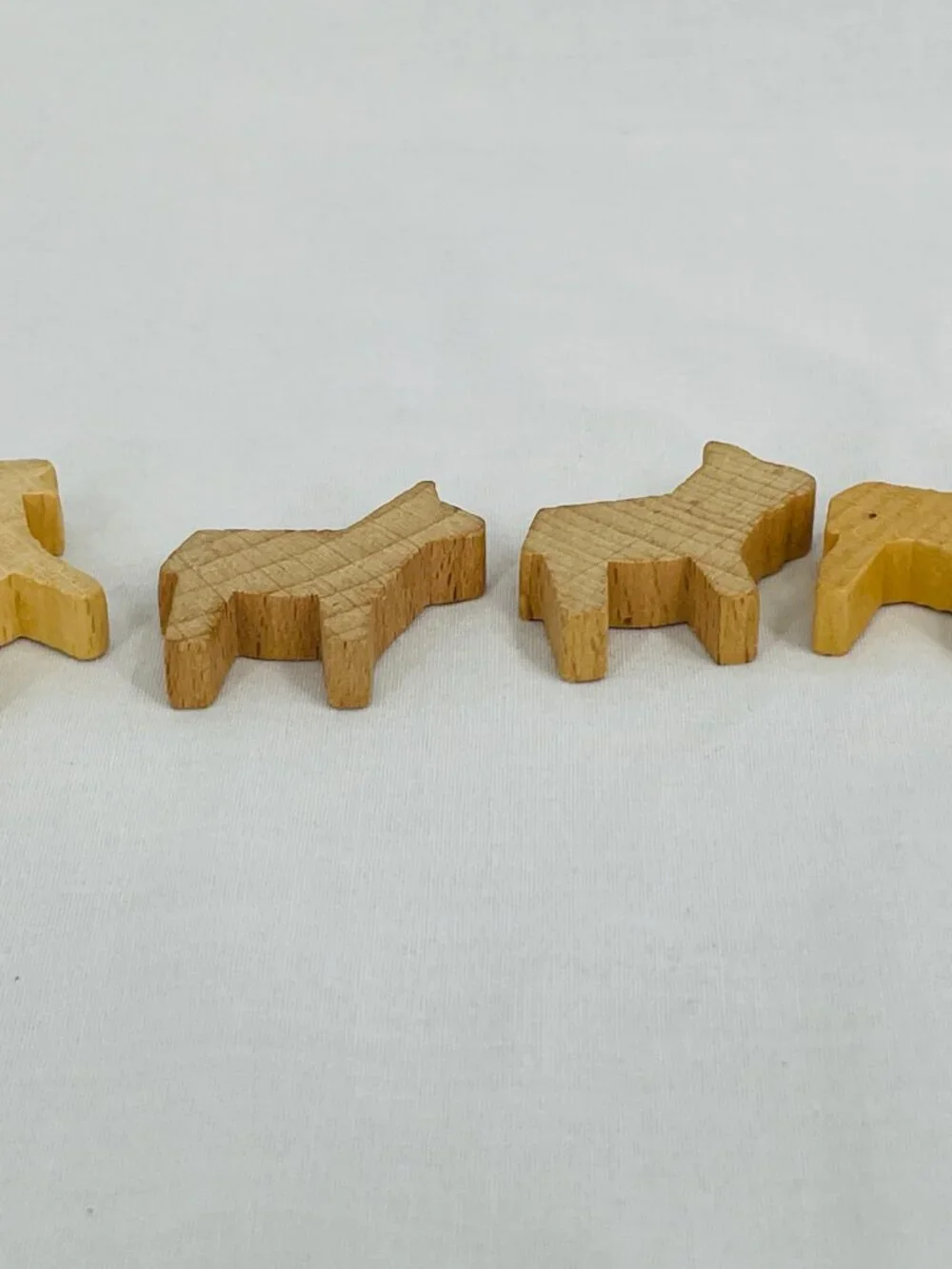 Vintage 1980s Unpainted Block Animal Wooden Mules and Goat
